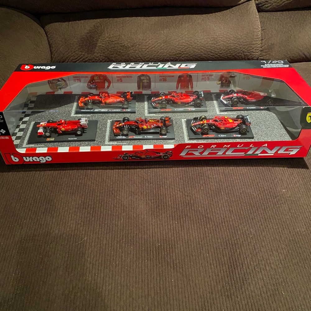 New Burago Ferrari Racing Formula 1 F1 6x 1:43 Scale Diecast Metal 6 Pack